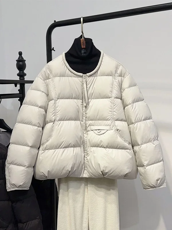 

Модная хлопковая куртка с круглым вырезом и молнией, женская зимняя утепленная повседневная куртка высокого качества в корейском стиле, универсальное пальто с длинными рукавами