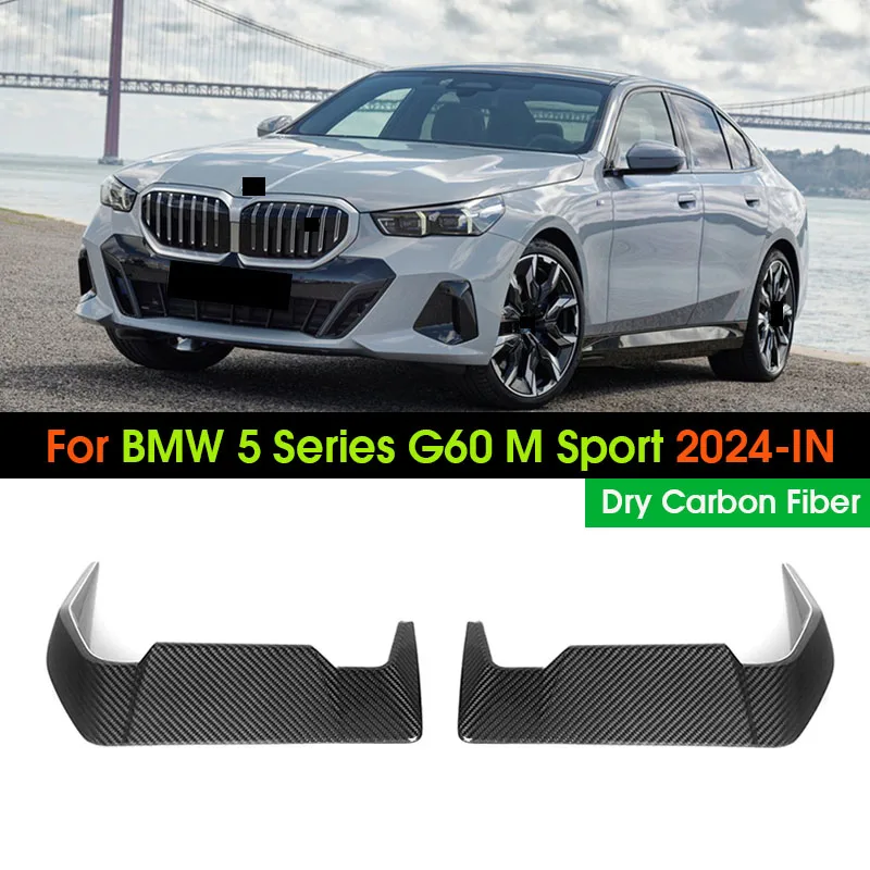 Real Dry Carbon Fiber Rear Bumper Side Canards Fin Flaps Trim For BMW 5 Series G60 M Sport 2024-IN Car Splitter Canard Body kit