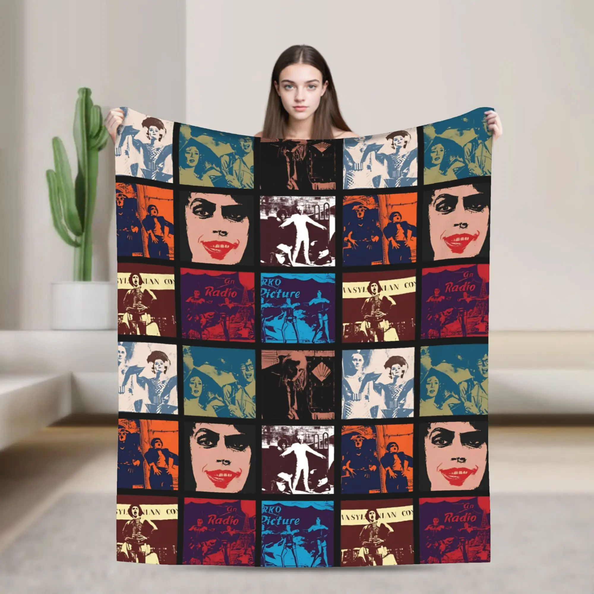 Frank N Furter Collage Horror Movie Blanket Flannel The Rocky Horror Picture Show Ultra-Soft Throw Blankets for Outdoor Bed Rug