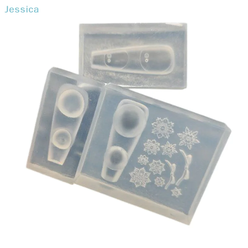 ♥ 1 Juego de moldes navideños de silicona 3D para uñas, formas de copos de nieve y esferas para hacer decoración de manicura DIY