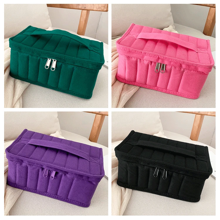 38+1 Slots Essential Oil Storage Box Portable Shock Resistant for 5-15ml Hand-held Knitted Cotton Organizer Travel Carrying Case