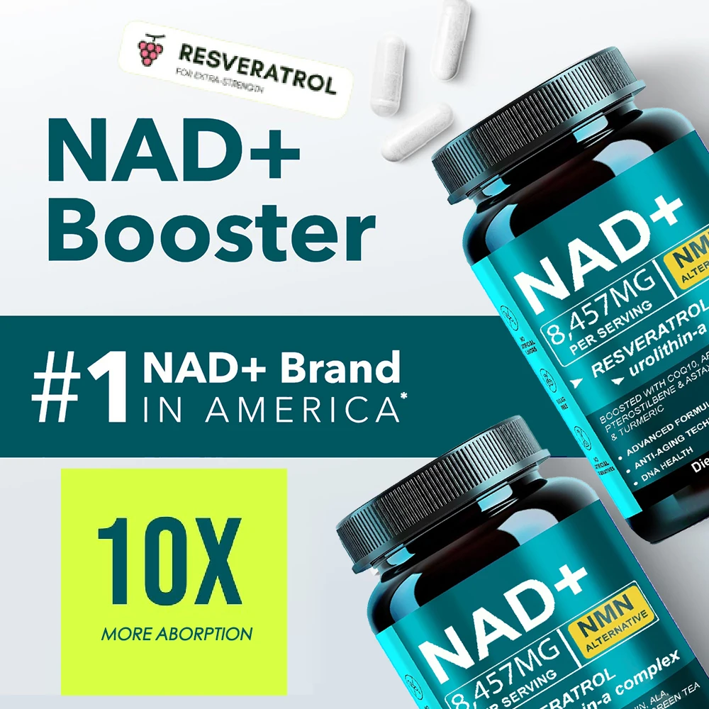 Liposomal NAD+ Supplement with Resveratrol, CoQ10 - 8457mg NMN Alternative Supplement for Women, Men - Advanced NAD Resveratrol