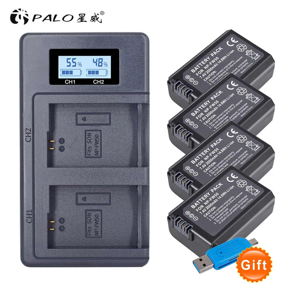 PALO NP-FW50 NP FW50 NPFW50  Battery for Sony Alpha a6500 a6300 a6000 a5000 a3000 NEX-3 a7R a7 a7R II NEX-3N NEX-5 a7S NEX-7