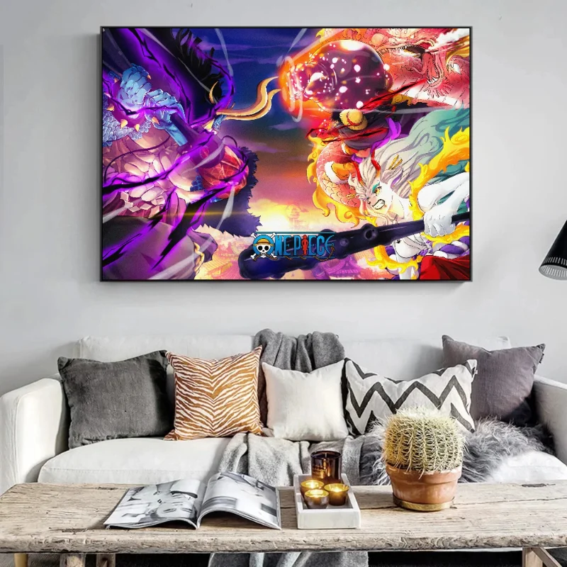 Four Emperors Kaido One Piece Japanese Anime Canvas Painting Anime Characters Living Room Decoration Wall Decoration Painting