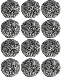 12Pcs Steel Wool Scrubber Pads for Cleaning Dishes, Pans, Pots, Ovens, Grills, Sinks - Stainless Steel Scrubbers for Kitchen