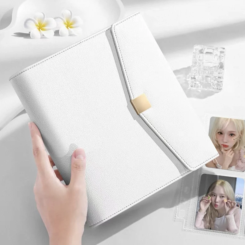 Light luxury Platinum A5 Binder Notebook K-Pop Photocard PU Leather Large capacity Photo Album 4 Grid 3 Inch Collector Book