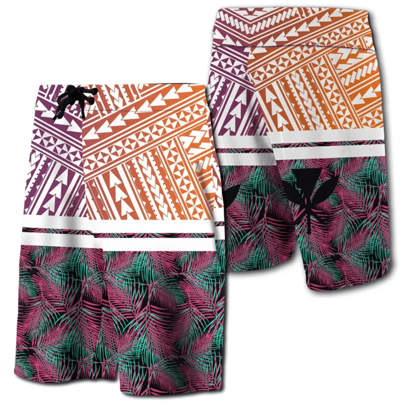 2024 Men Beach Shorts Hawaii Summer Tropical Polynesian Kanaka Women Board 3D Print Swim Trunks Ropa Hombre Short Pants