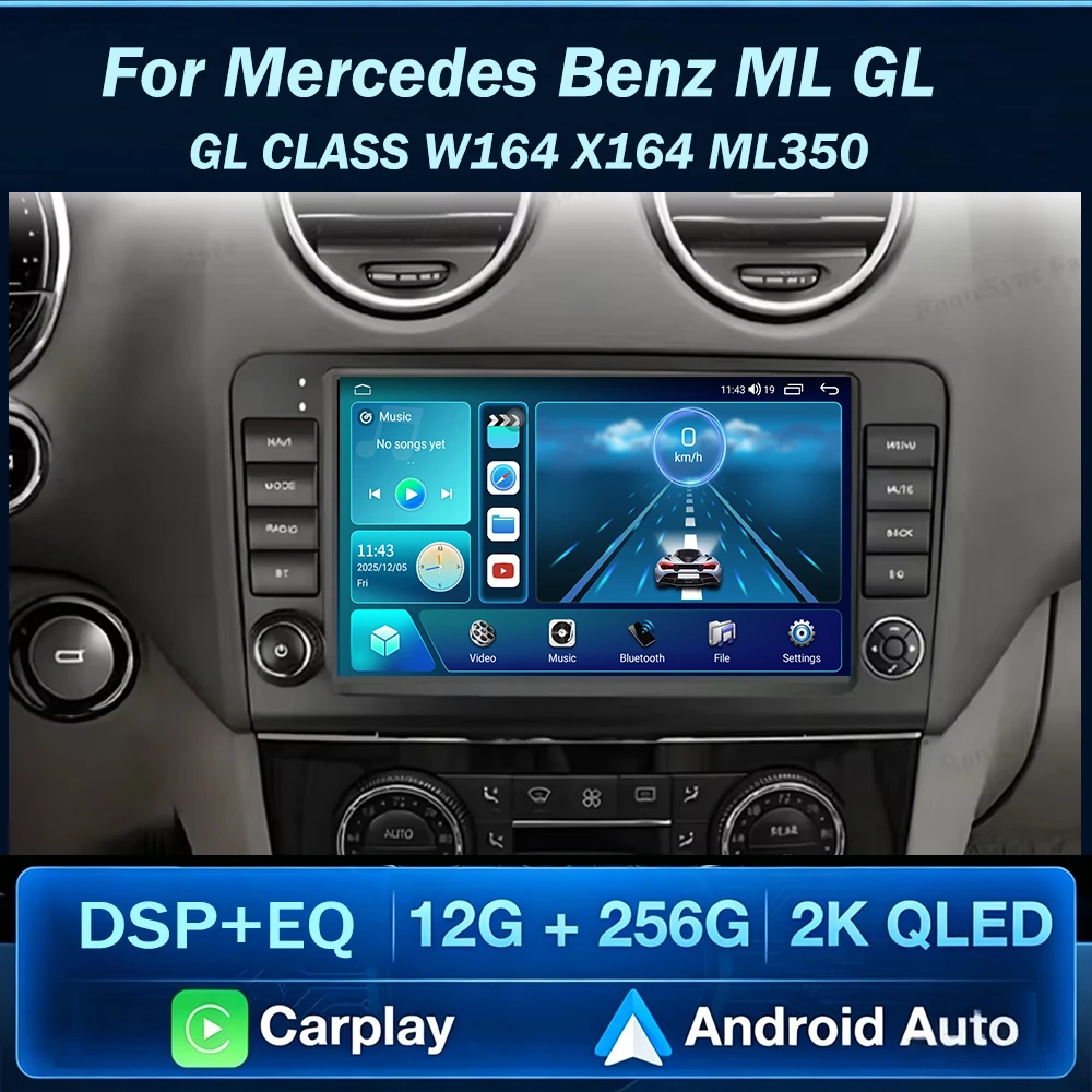 Car Radio For Mercedes Benz ML GL CLASS W164 X164 ML350 Wireless Carplay Android Auto Player Multimidia Video Stereo DSP Screen