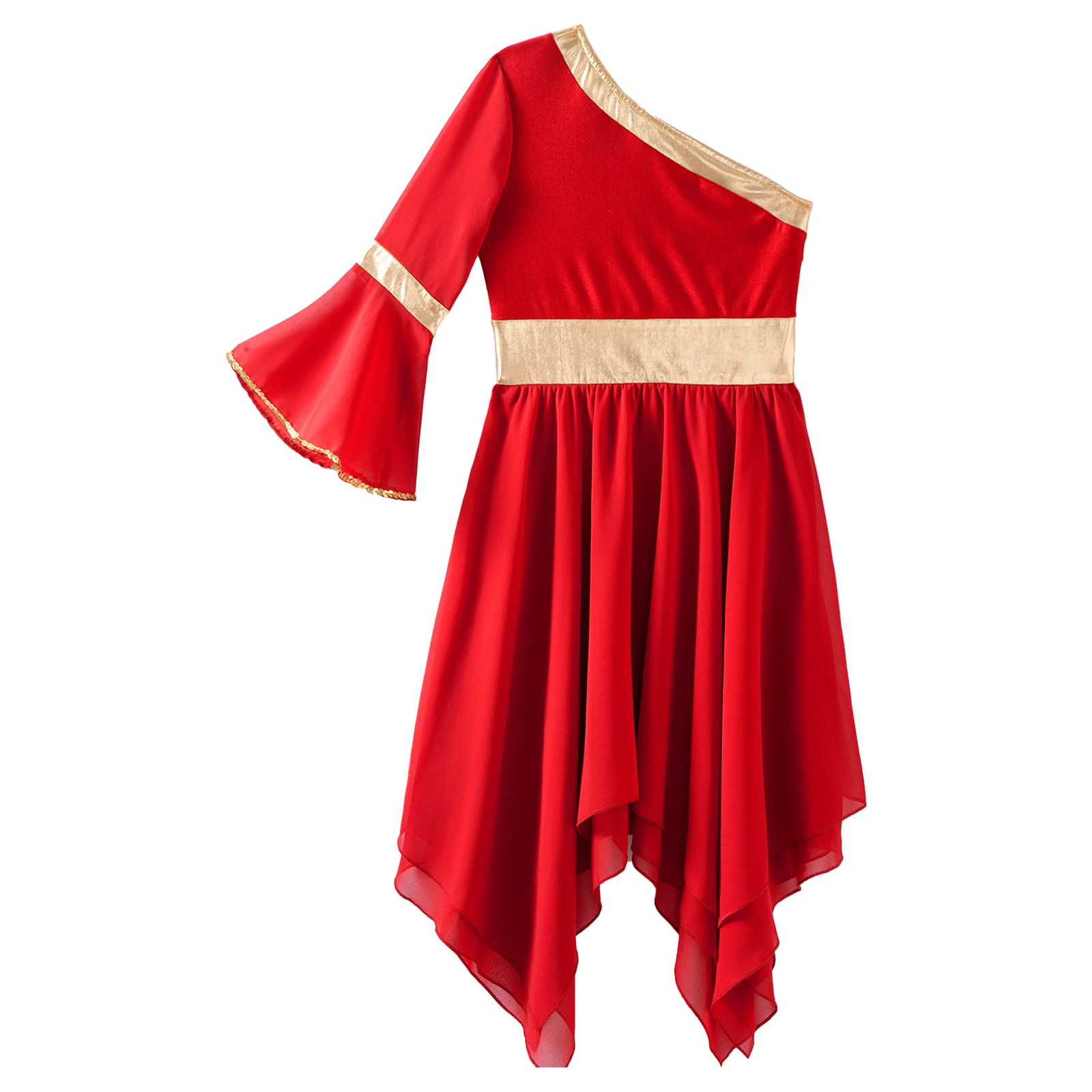 سترة رقص مدح غير متناظرة للأطفال ، فستان ليتورجي ، أداء مسرحي ، كتلة ألوان ، فستان باليه للفتيات