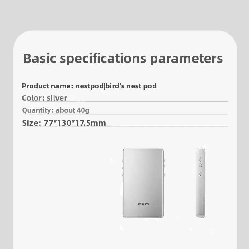 

FiiO Nest Pod JM21 MP3 Special Replacement Shell Silver UI Retro Style Design Strong Protection Case 77x130x17.5mm 40g