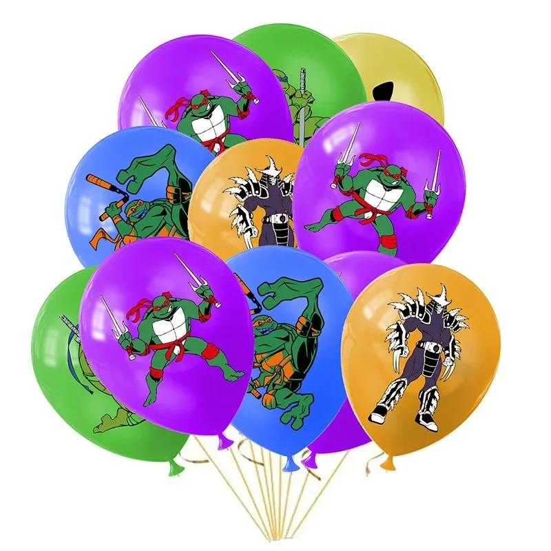 Ensemble de ballons en latex de tortues ninja mutantes pour adolescents, ballon imprimé, accessoires photo, ornements de fête, cadeau de décoration