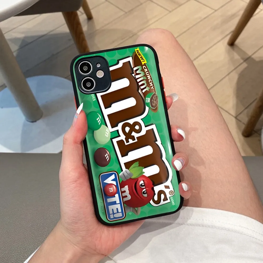 M-M&Ms-s C-Chocolate Phone Case For iPhone 14 X XR XS 7 8 Plus 11 12 13 pro MAX 13mini Matte Shockproof Case