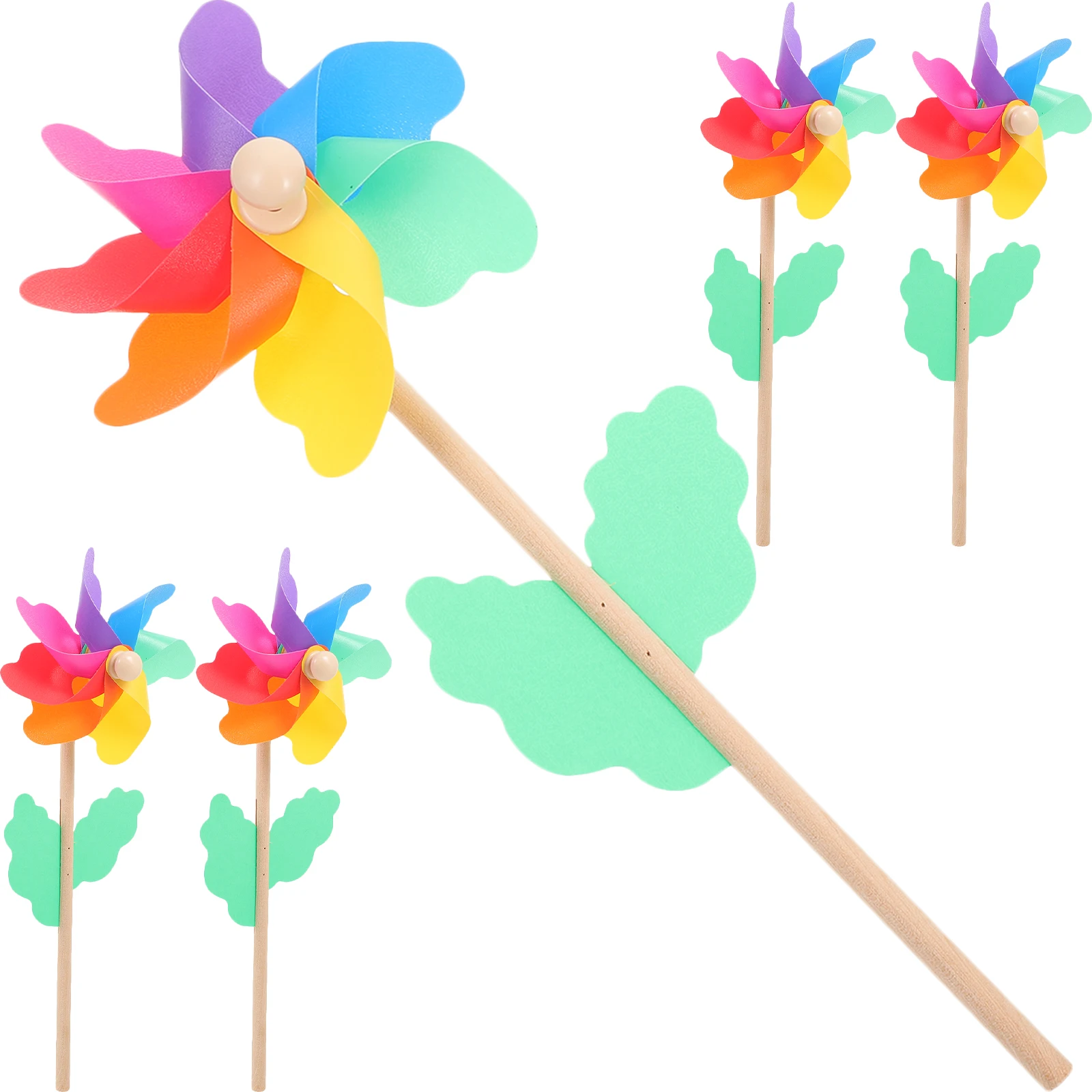 

5 Pcs Colorful Windmill 12cm Seven Colors ABS Wooden Kids Toy Outdoor Garden Decor Lawn Carnival Party Favor Pinwheel