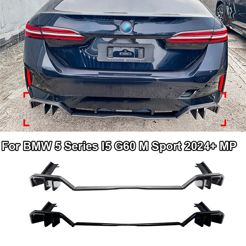 

glossy Car Lower Rear Bumper Lip Diffuser Spoiler Splitter Protector Deflector 2024+ For BMW 5 Series I5 G60 M Sport MP