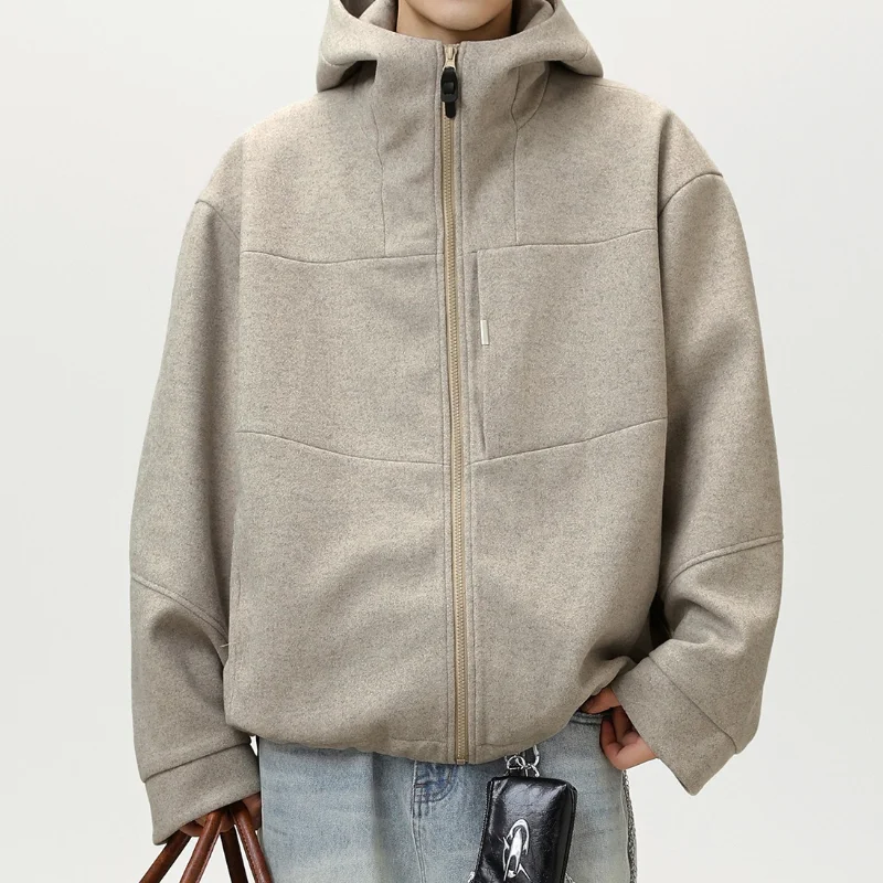 

Woolen jacket new short and wide silhouette thickened warm commuter casual jacket