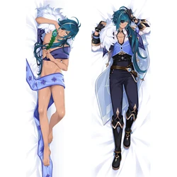 Game Kaeya Pillowcase Male Genshin Impact Costume Dakimakura Hugging Body Case Long Peachskin  2-Side Printed Pillow Cover Case