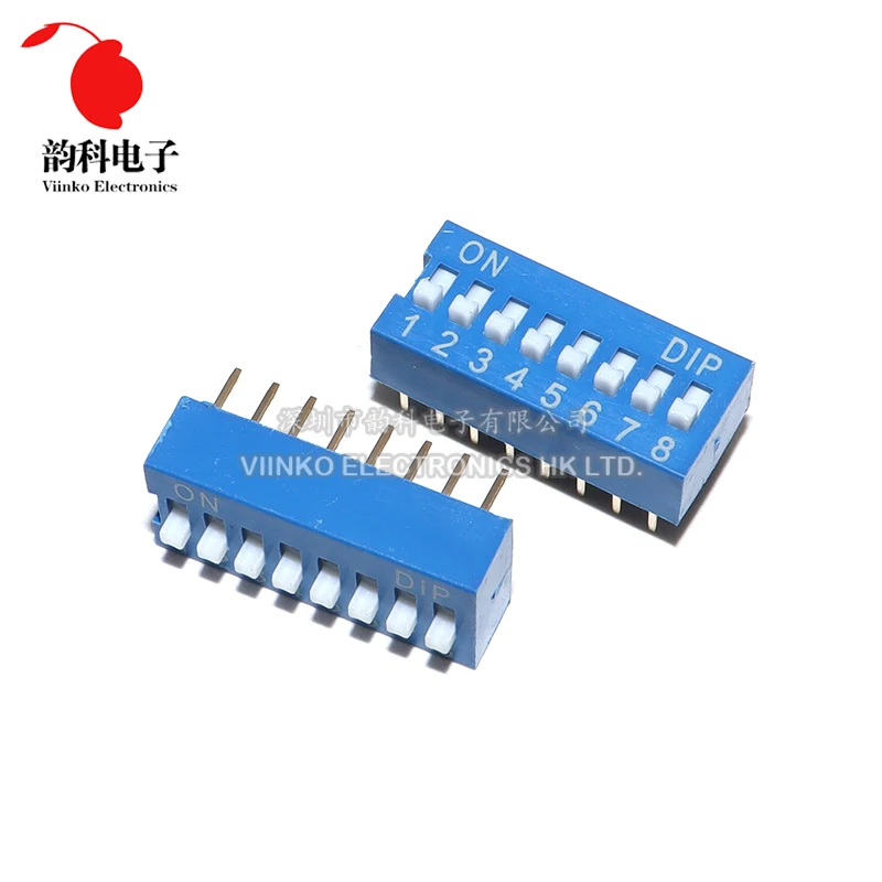 10pcs Slide Type Switch Module 1 2 3 4 5 6 7 8 10 12 PIN Bit 2.54mm Position Way DIP Blue Pitch Toggle Switch Blue Dial Switch
