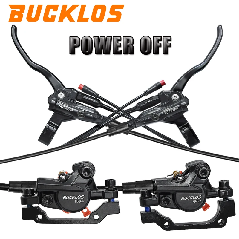 BUCKLOS Elektrofahrrad Hydraulische Bremsen Stromabschaltung Elektroroller Bremsensatz 2-Kolben E-Bike Scheibenbremssatz Faltfahrradbremsen
