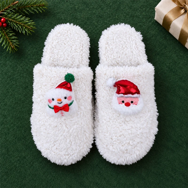 ZUOFU Weihnachts-Plüsch-Hausschuhe für Damen, Herren und Paare, Rentier, Weihnachtsmann, Schneemann, Baum, Glocke, Handschuh, warm, flauschig, rutschfest, für drinnen und zu Hause – Detail 23