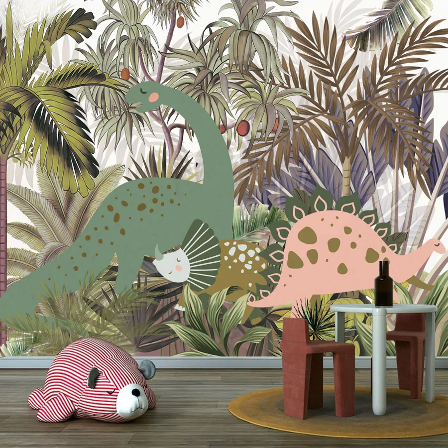 Custom Jungle Forest Wall Papers Home Decor Peel and Stick Wallpaper for Living Room Walls Kids Baby Dinosaur Renovation Mural