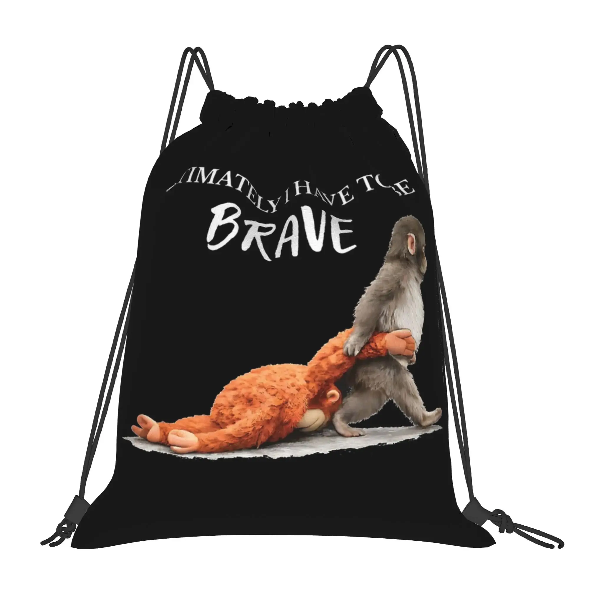 

Punch Baby Monkey Emotional Plush Toy Monkey Drawstring Backpack Gym Sports Sackpack Water Resistant String Bag for Yoga