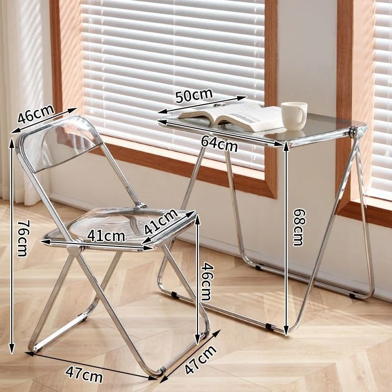HYS acrylic transparent crystal folding table simple household balcony table and chair combination portable restaurant