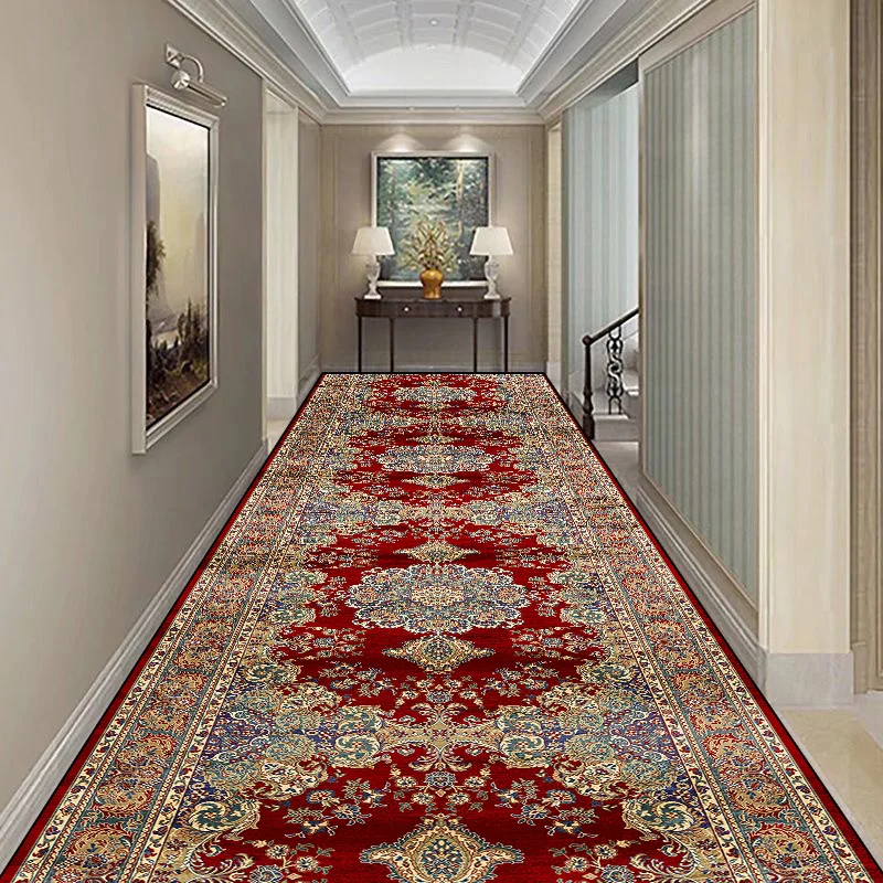 

Red Long Luxury Hall Corridor Carpet Runner Decoration Home Anti-skid Entry Floor Mats Bedside Kitchen Mat Living Room Aisle Rug