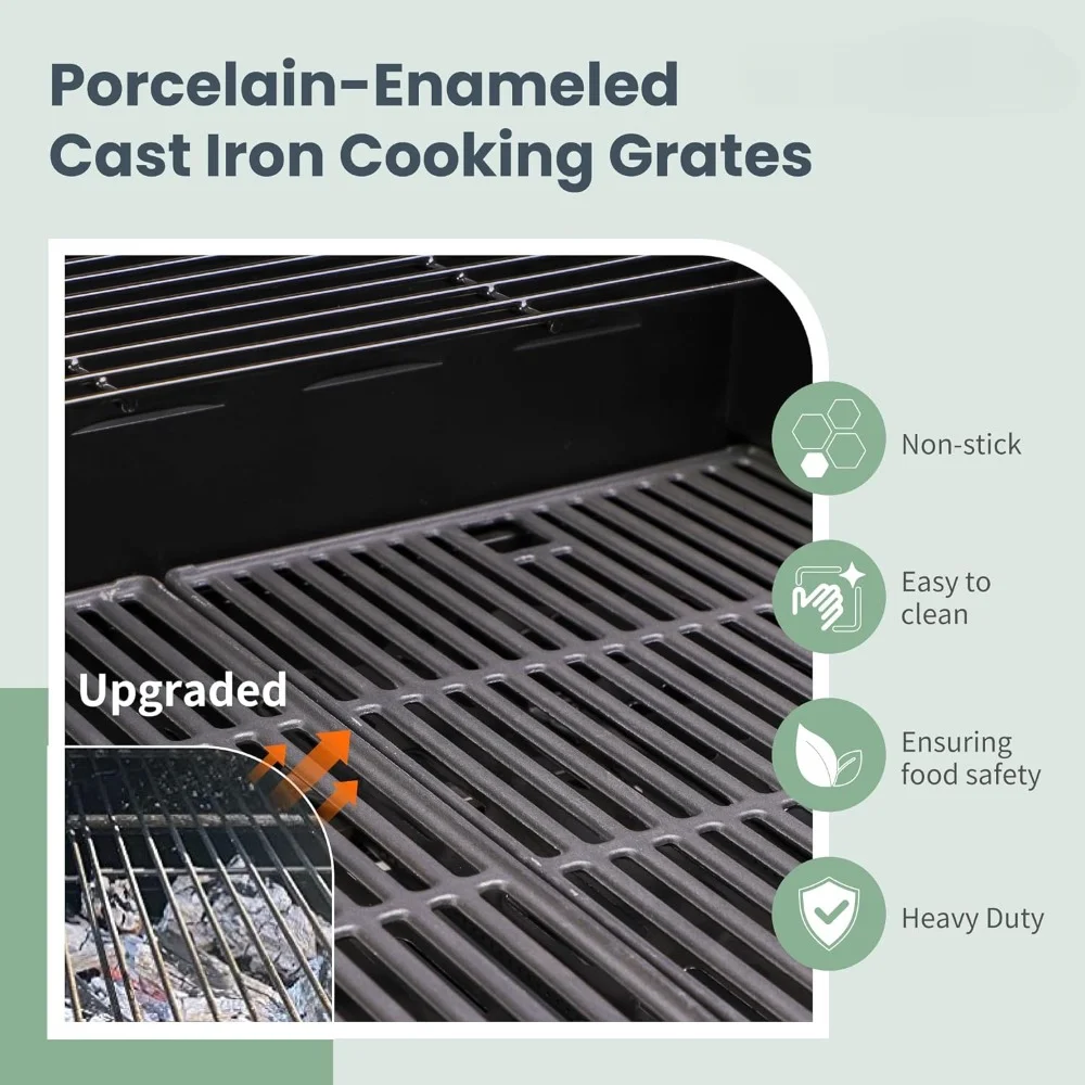 Propane Grills,Grill with Side Burner & Porcelain-Enameled Cast Iron Grates, 42,000 BTU Output Stainless Steel Grill for Outdoor