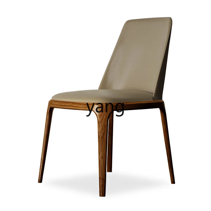 LTT Solid Wood Modern Small Apartment Home Leather Living Room Coffee Shop Simple Backrest Armchair