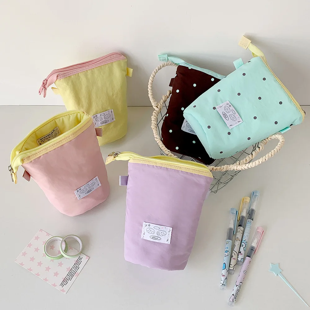 الكورية أسلوب بسيط مقلمة عمودية طالب القرطاسية حقيبة التخزين المدرسة المحمولة سعة كبيرة القلم حالة سطح المكتب القلم حقيبة