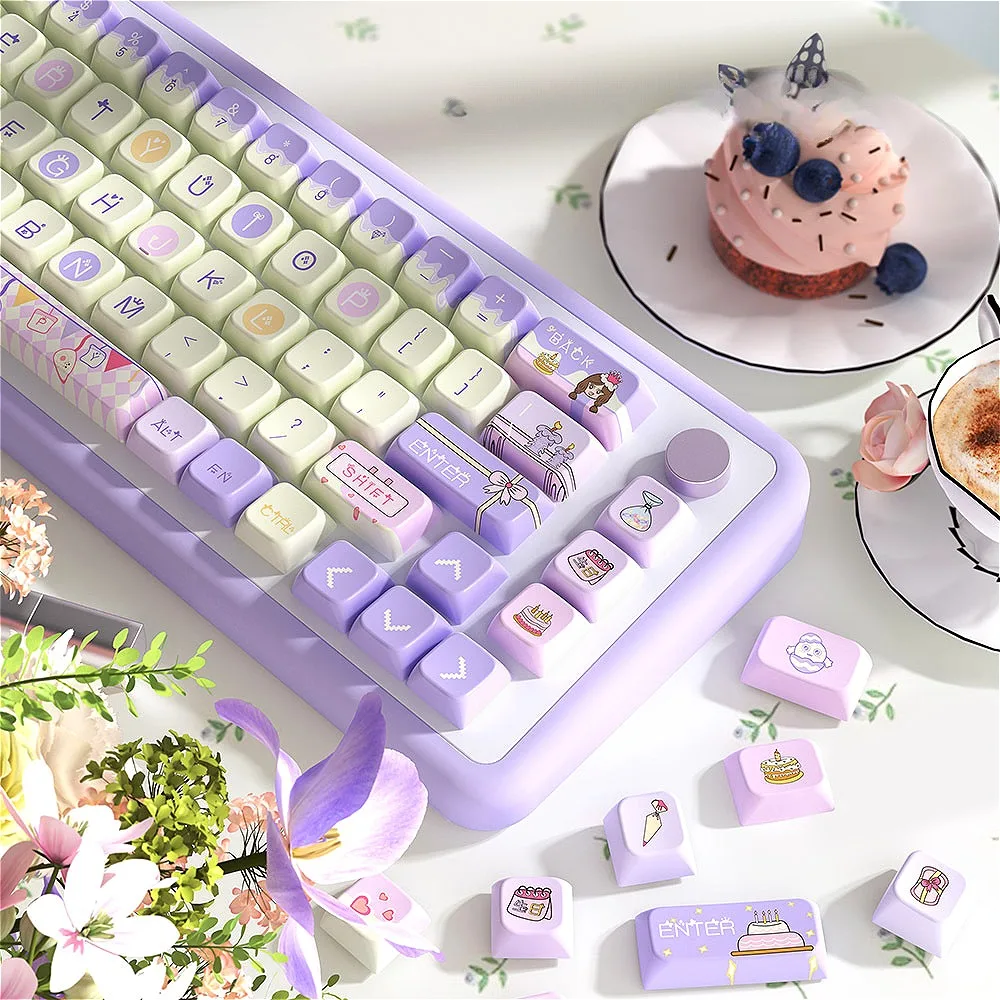 PBT Keycaps 138/158 Key MDA Happy Birthday Theme, Personalized Keycaps for Cherry MX 104/87/61 Mechanical Keyboards