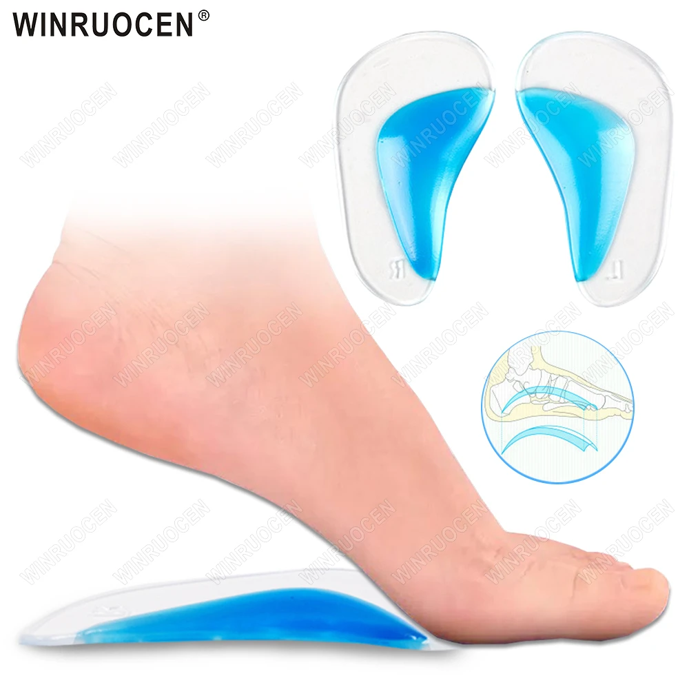 

Silicone Gel Orthotic Insoles Arch Support Flat Foot Correction Cushion Women Men kids Half Shoe Insoles Feet Care Accessories