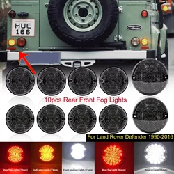 10Pcs Smoked Lens Complete Led Lamp Upgrade Kit For Land Rover Defender 1990-2016 Front Indicator Lamps Rear Fog Lights