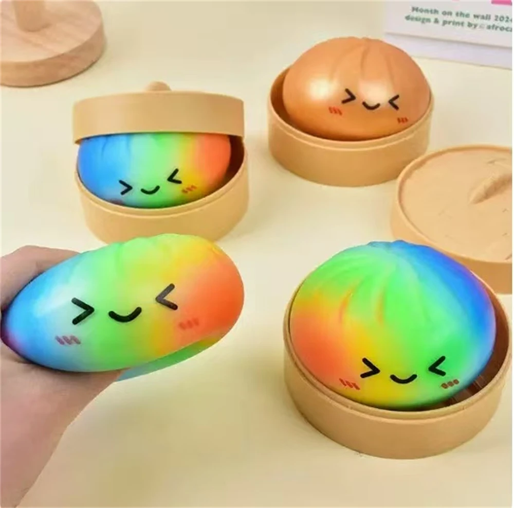 

Красочные сенсорные игрушки-антистресс в виде пельменей и булочек с пароваркой, имитация еды, подарки