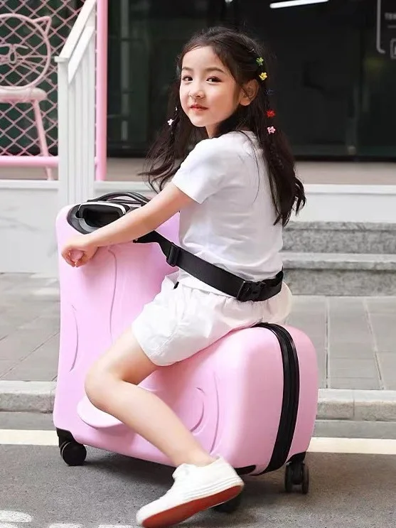 

Children's Multi-Functional Lage Suitcase Rideable And Sittable Faionable Trendy Wheels Boarding Travel Suitcase