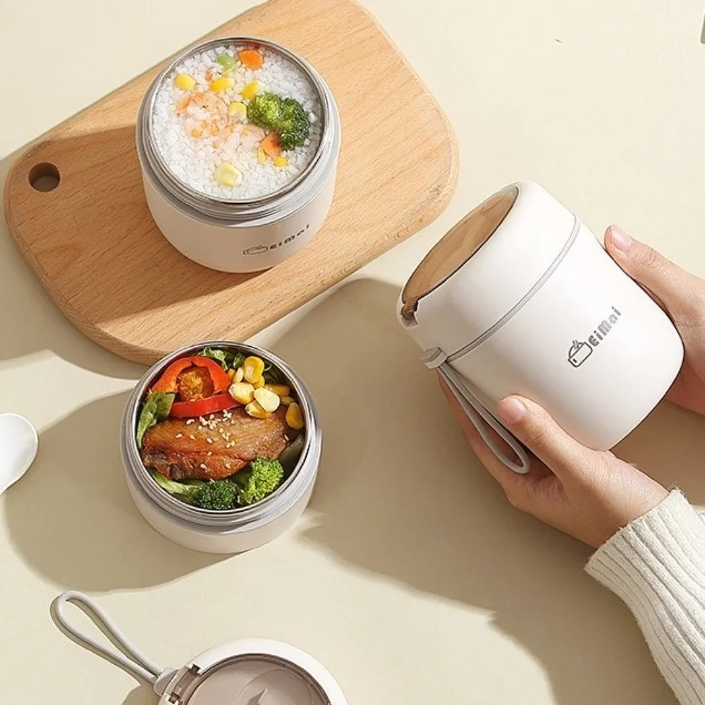 

Stainless Steel Thermal Lunch Box with Spoon 680ml Insulated Food Container Leak-Proof Multi-Layer Double Layers Lunch Box