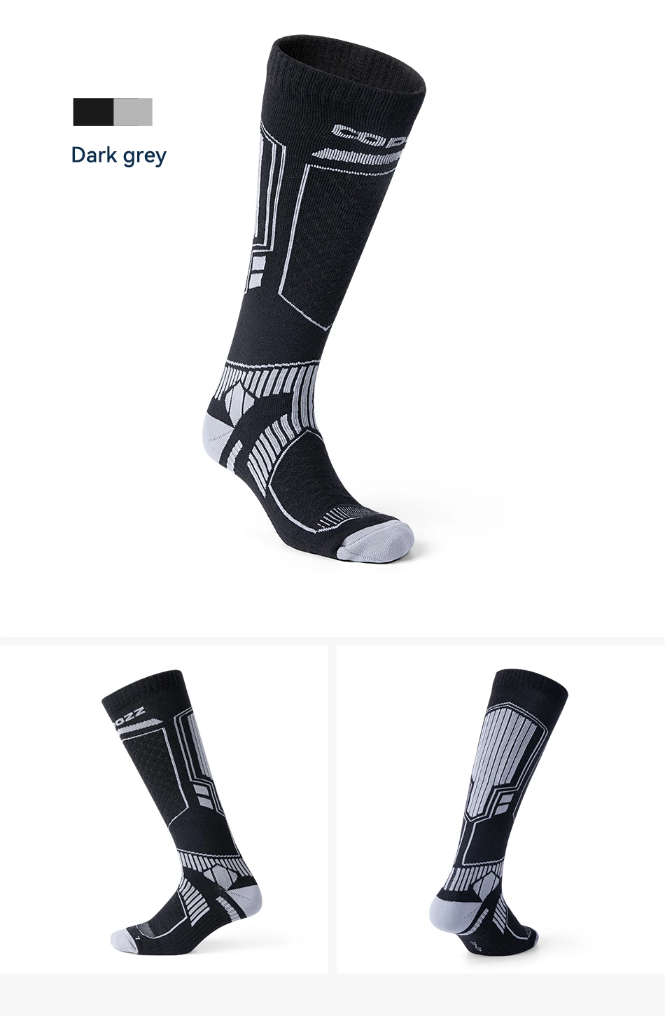 COPOZZ Skisocken aus Merinowolle für Herren und Damen, Outdoor-Wandersocken, verdickt, warm, schweiß, schnell trocknend, kniehoch, lange Socken, Snowboard – Detail 13