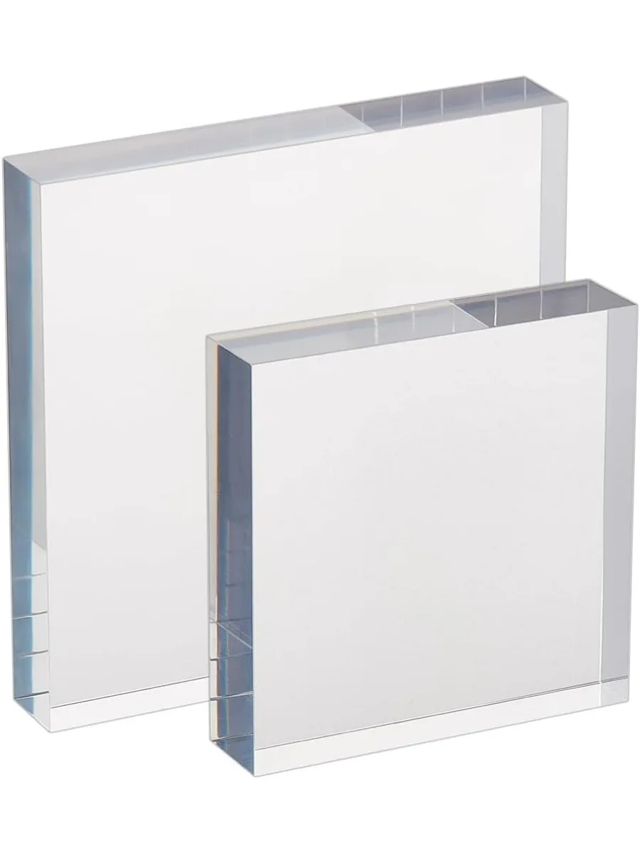 2pcs Acrylic Cube Display Block 4 Inch 6 Inch Clear Acrylic Display Base Square Acrylic Display 1 Inch Thick Clear Cube