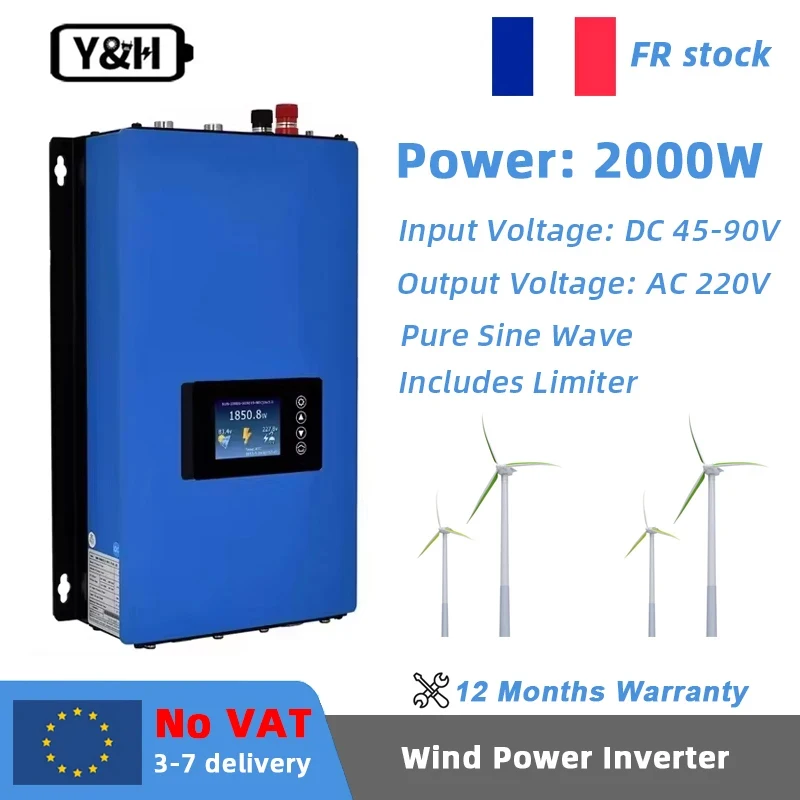 Y&H 2000W Ingresso CA trifase Inverter di potenza per legare la rete eolica con funzione di limitazione delle ampiezze per generatore di turbine eoliche 48V