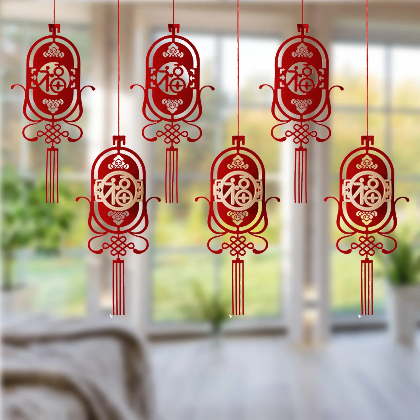 Capodanno cinese Lucky Fu Nappa che tira la bandiera Flanella Festival di primavera cinese Capodanno Ornamenti pendenti con ciondolo rosso
