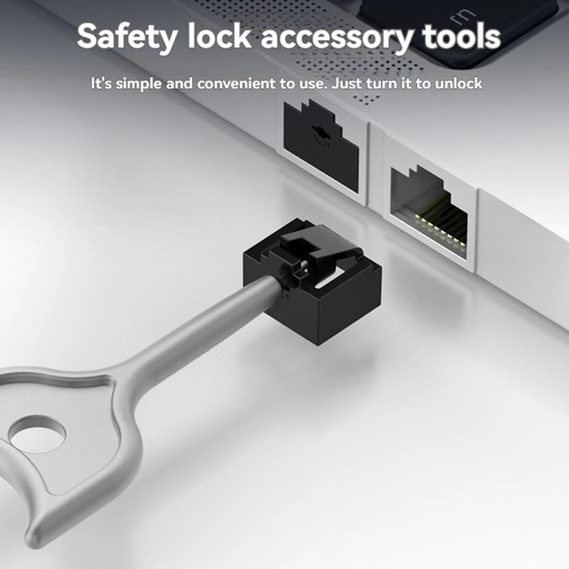 10PCS RJ45 Inserts Lock with Key Dust-Proof Network Plug Enhances Data Security Protection for Switch, Router Red