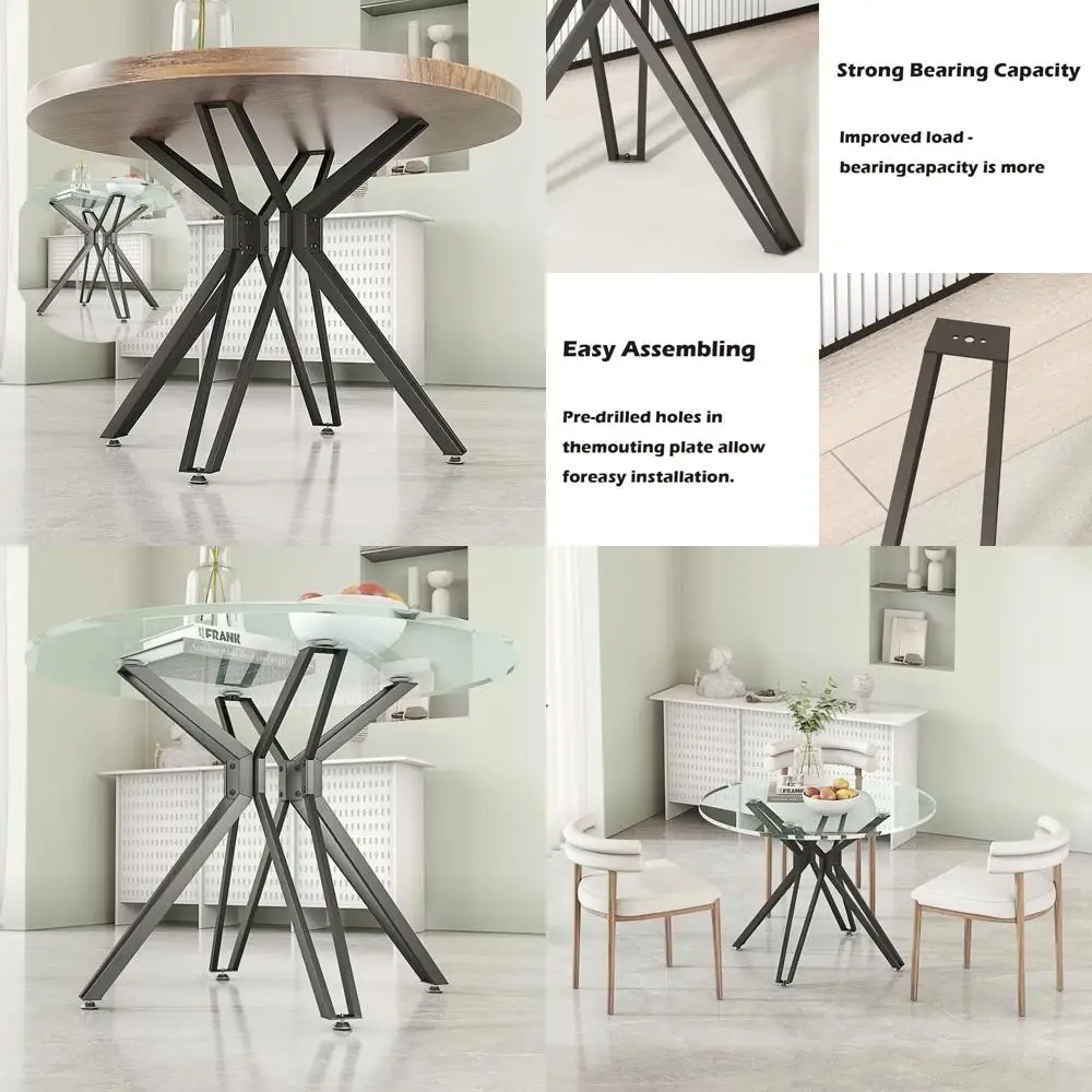 

DIY 28 Inch Metal Table Legs with Suction Cups for Glass, Marble, Wood Tops - Black Coffee or Dining Table Base