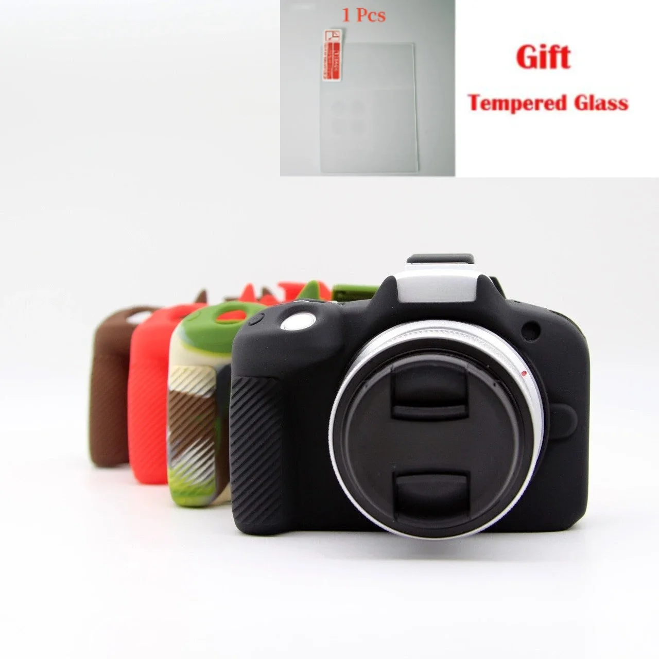

For Canon EOS R50 Mirrorless Digital Camera Silicone Anti-Scratch Protective Case With Free Tempered Film,