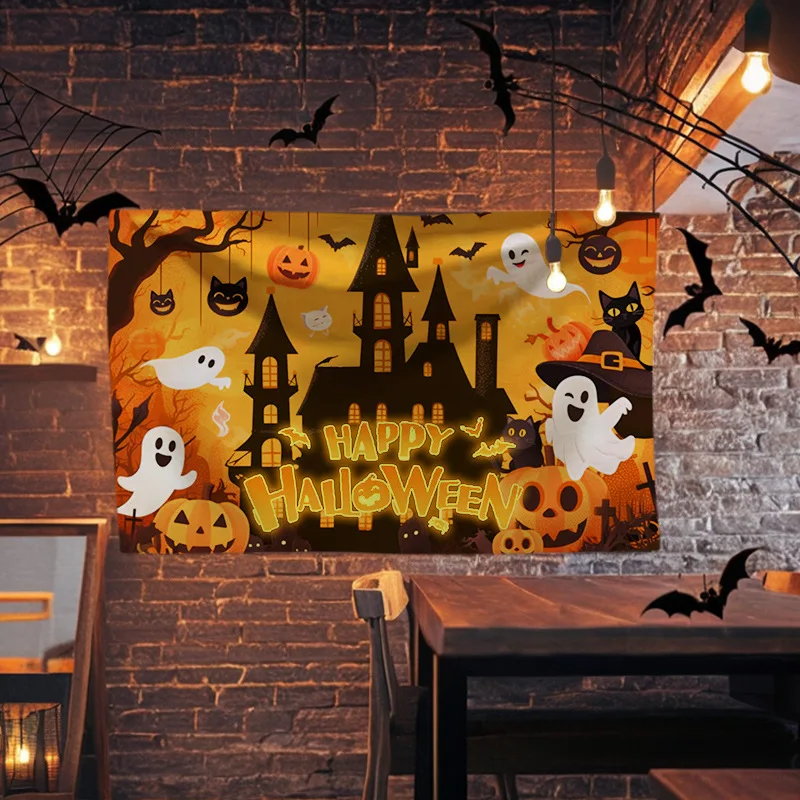 

New Halloween Banner & Backdrop - Spooky Photo Background Wall Decor, Festive Halloween Party Decoration Supplies