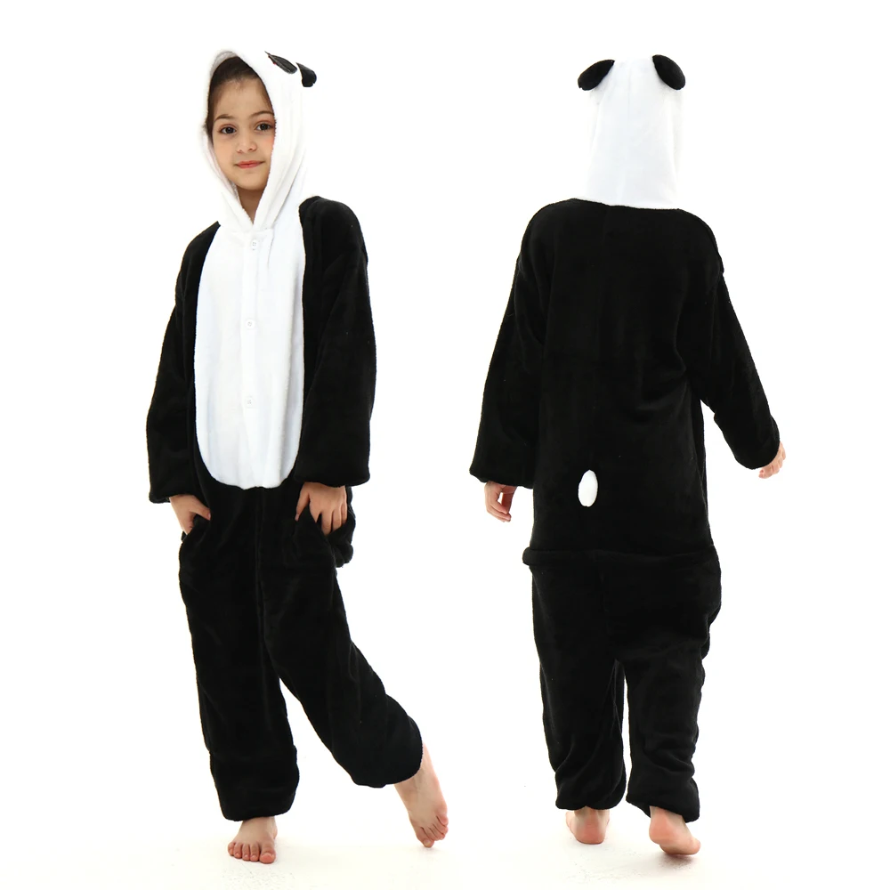 MINISO kids panda pajamas children dinosaur pijama girls unicorn kigurumi onesies boys stitch jumpsuits flannel blanket sleepers