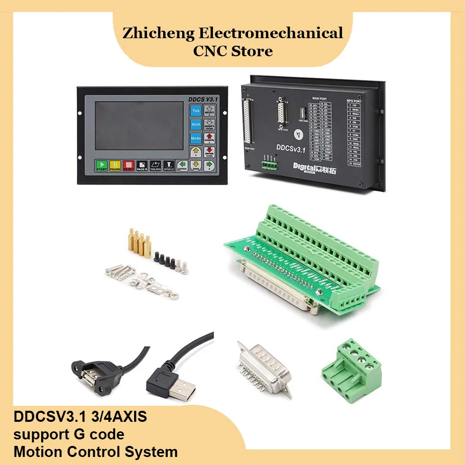 Zestaw systemu kontroli ruchu DDCSV3.1 3-osiowy 4-osiowy sterownik cnc, elektroniczny ogranicznik awaryjny obsługa koła zamachowego G code