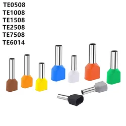 100PCS/package TE0508 TE1008 TE1508 TE2508 TE6014 Double Pipe Cold End Double Wire Tubular Insulated Tubular Terminal