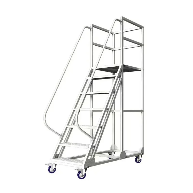 Supermarket Shelves Ladder Warehouse Climbing Car Household 2-Step 3-Step Mobile Ladder Platform Climbing Ladder Truck