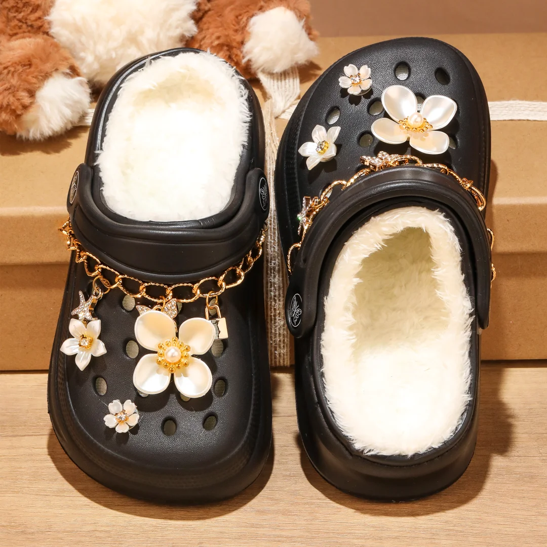 Kinder-Clogs und -Mules mit Fellfutter, leichte Garten-Schuhe mit Baumwollfutter, warme Hausschuhe für Jungen, Mädchen und Kleinkinder, 168. – Detail 19
