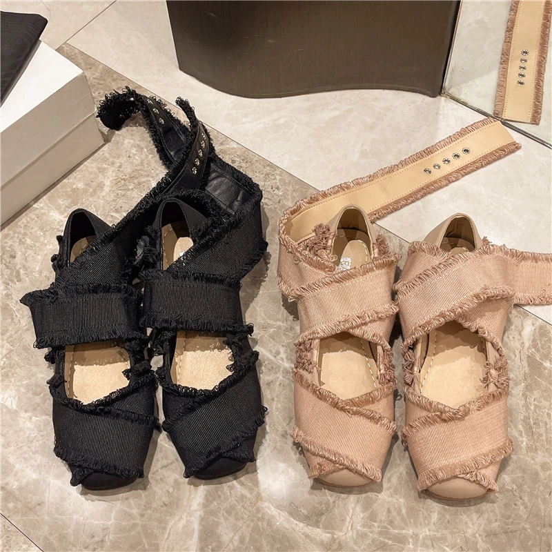 New Women\'s Flats Canvas Fashion Square Toe Shoes Casual Slip-On Genuine Leather  Shoes Women Zapatos De Mujer Single Shoes